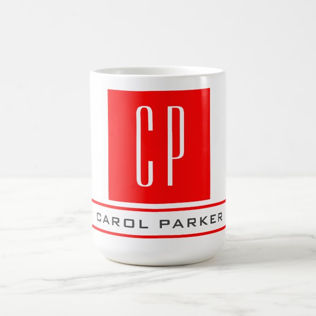Modern Monogram Professional Plain Simple Name Coffee Mug (Center)