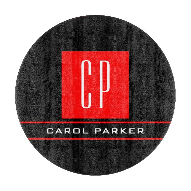 Modern Monogram Professional Plain Simple Name Cutting Board (Front)