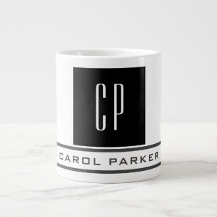 Modern Monogram Professional Plain Simple Name Large Coffee Mug