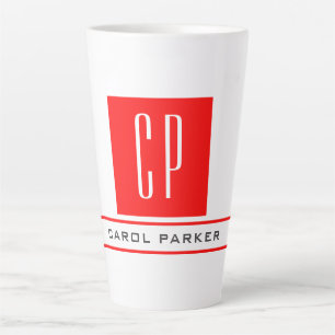 Modern Monogram Professional Plain Simple Name Latte Mug