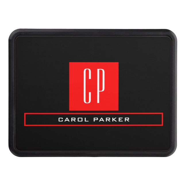 Modern Monogram Professional Plain Simple Name  Trailer Hitch Cover (Front)