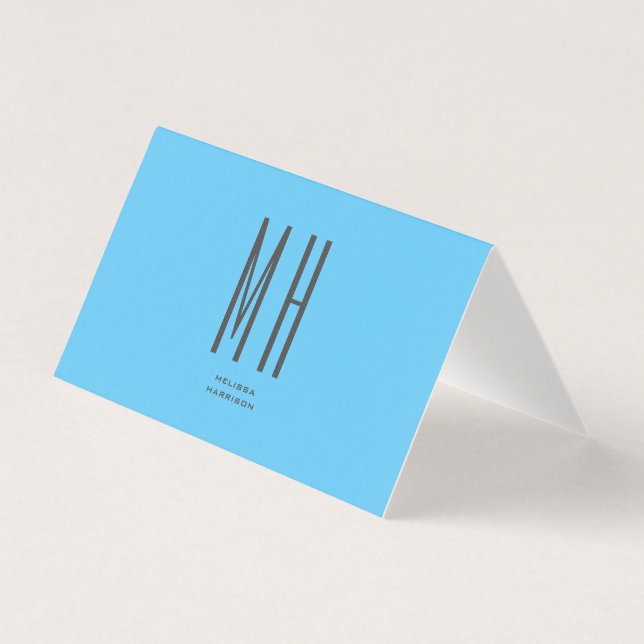 Modern Monogram Professional Plain Simple Sky Blue (Front)