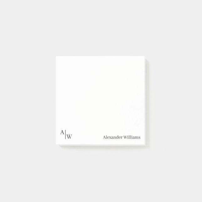 Modern Monogram Professional Simple Black Minimal Post-it Notes (Front)