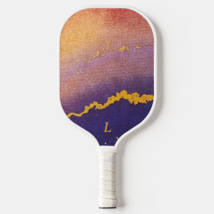 Modern Monogram Purple Abstract  Pickleball Paddle