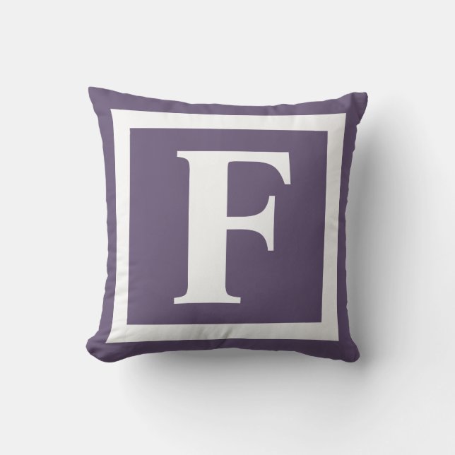 Modern Monogram Purple Initial Minimal Outdoor Pillow (Front)