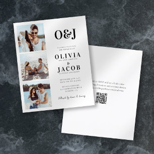 Modern Monogram QR Code Photo Wedding Invitation