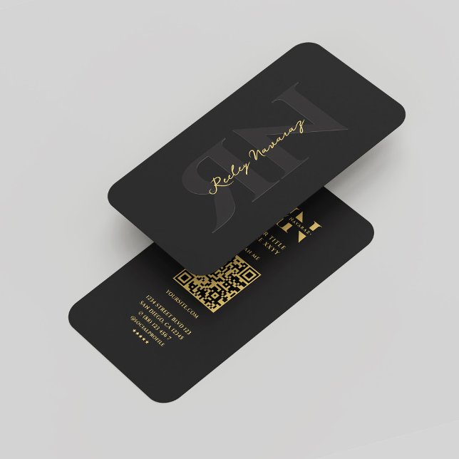 Modern Monogram R N Professional Black Gold Business Card (Modern Monogram R N Professional Black Gold Business Card)