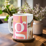 Modern monogram - Retro Organic Curves - Photo Coffee Mug<br><div class="desc">A modern design with organic curves in shades of pink, coral and tangerine. Personalize this coffee mug with a monogram and photo. To top it off, add a photo to make a great gift. If you need to adjust the pictures or monograms, click on the customize tool to make changes....</div>