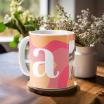 Modern monogram - Retro Organic Curves - Photo Coffee Mug<br><div class="desc">A modern design with organic curves in shades of pink, coral and tangerine. Personalize this coffee mug with a monogram and photo. To top it off, add a photo to make a great gift. If you need to adjust the pictures or monograms, click on the customize tool to make changes....</div>