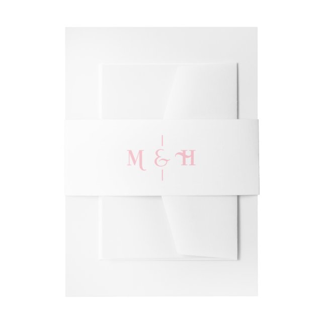 Modern Monogram Retro Pink Wedding Invitation Belly Band (Front Example)
