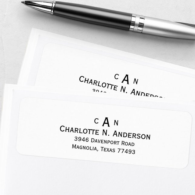 Modern Monogram Return Address (Creator Uploaded)