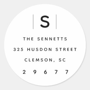 Modern monogram return address label sticker