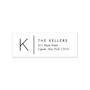 Modern Monogram Return Address Rubber Stamp