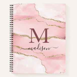 Modern Monogram Rose Gold Script Notebook