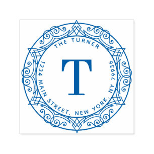 Modern Monogram Round Return Address Self-inking Stamp