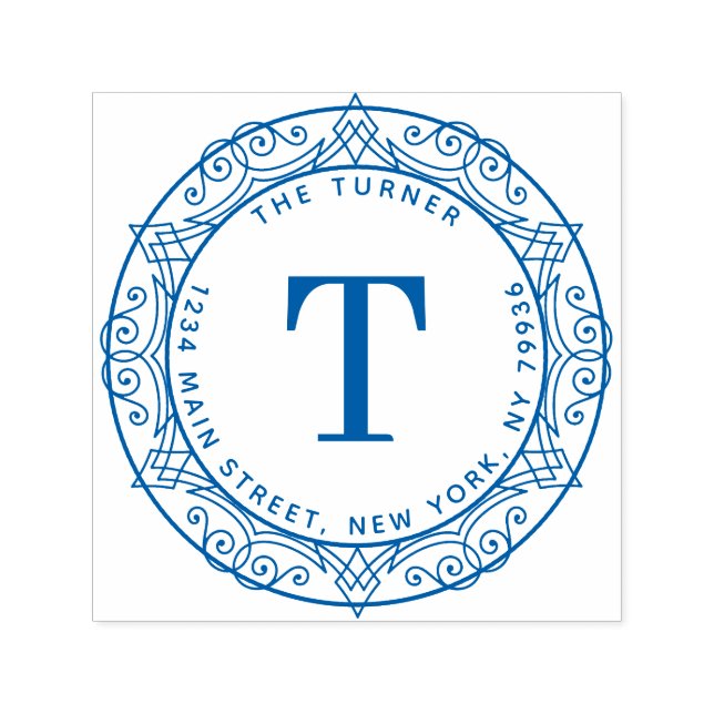 Modern Monogram Round Return Address Self-inking Stamp (Design)