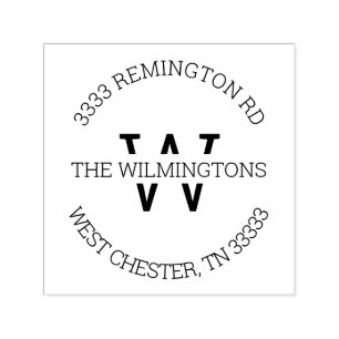 Modern Monogram Round Return Address Self-inking Stamp