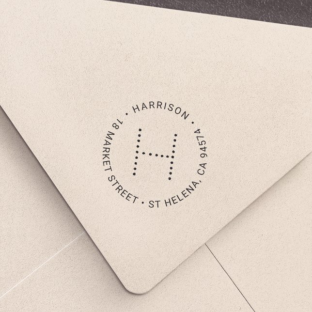 Modern Monogram Round Return Address Self-inking Stamp (Creator Uploaded)