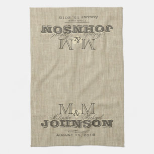 Modern Monogram   Rustic Beige Kitchen Towel