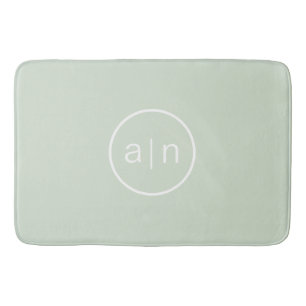 Modern Monogram Sage Green Bath Mat