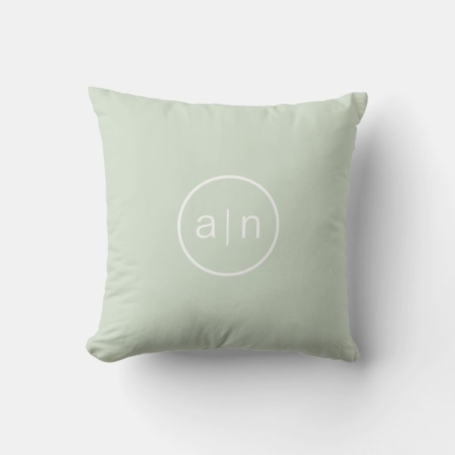 Modern Monogram Sage Green  Throw Pillow (Front)