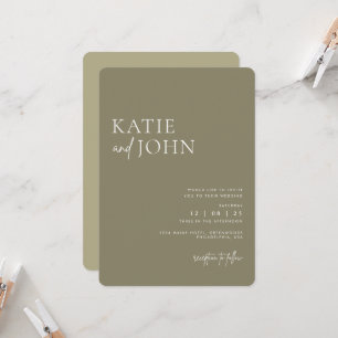 Modern Monogram Sage Green Wedding Invitation