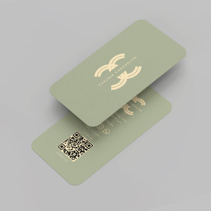 Modern Monogram Sage Logo C Company Business Card