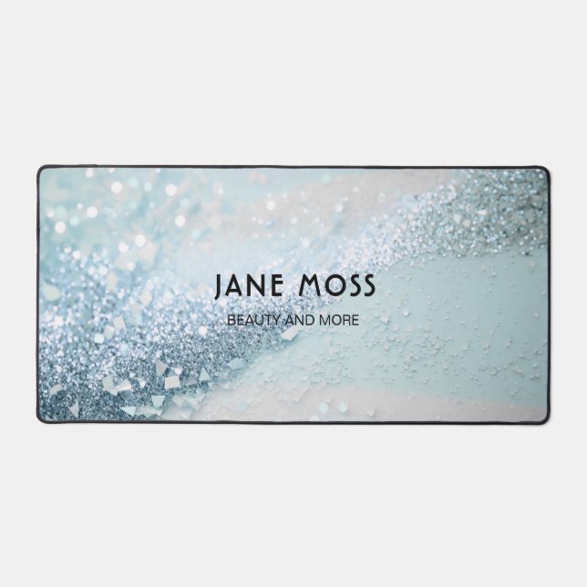 Modern, Monogram, Salon, Glitter (Imitate) Desk Mat (Front)
