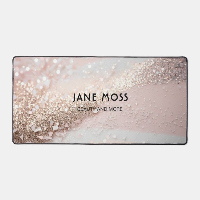 Modern, Monogram, Salon, Glitter (Imitate) Desk Mat (Front)