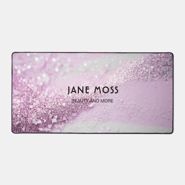 Modern, Monogram, Salon, Glitter (Imitate) Desk Mat (Front)