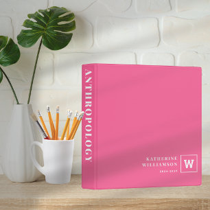 Modern Monogram School Subject Student Custom Name Binder