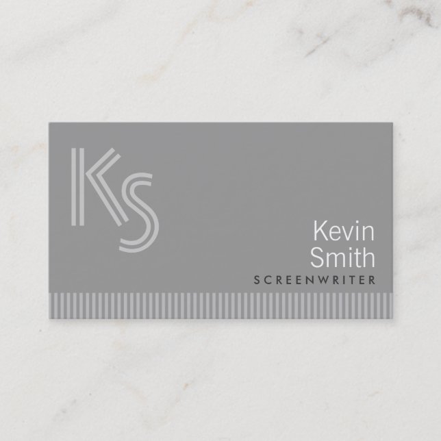 Modern Monogram Screenwriter Business Card (Front)