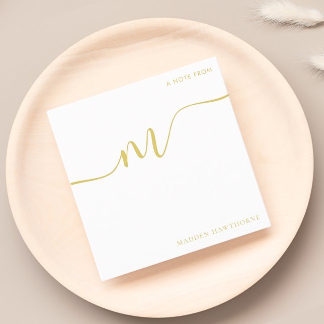 Modern Monogram Script Calligraphy Gold Name Card (Creator Uploaded)