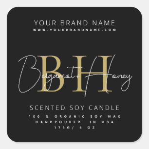 Modern monogram script candle label