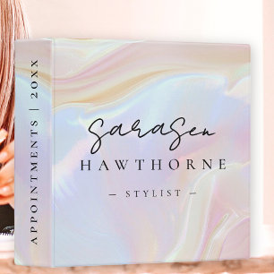 Modern Monogram Script Girly Chic Opal Stone Shell Binder