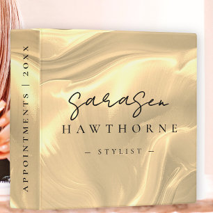 Modern Monogram Script Gold Opal Elegant Binder