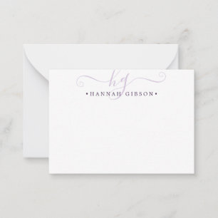 Modern Monogram Script Initials Purple Card