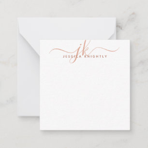 Modern Monogram Script Initials Terracotta Card