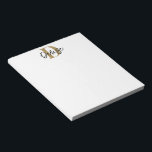 Modern Monogram Script Name Black Gold Notepad<br><div class="desc">Create your own personalized modern, stylish notepad with a classic monogram and name overlay in a suggested trendy hand lettered style script font in your choice of colour combination (shown in black, faux gold and white). CHANGES: The text font style, colour, size and placement can be changed and/or add a...</div>