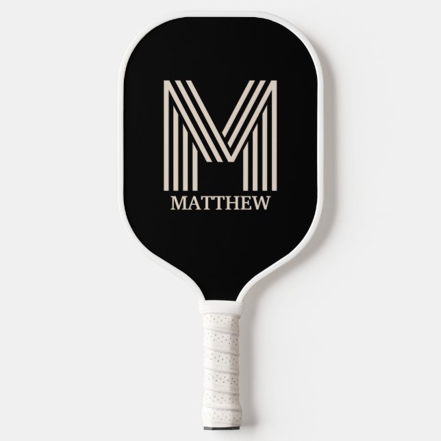 Modern Monogram Script Name Custom Colour Pickleball Paddle (Front)
