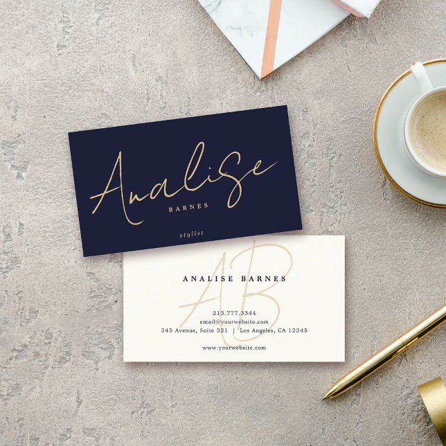Modern Monogram Script Stylish Luxury Business Card (Think black tie meets Silicon Valley, with a touch of "I mean business, but with good vibes. )