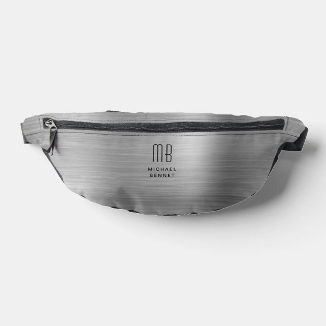 Modern Monogram Silver Grey Fanny Pack (Lay Down)