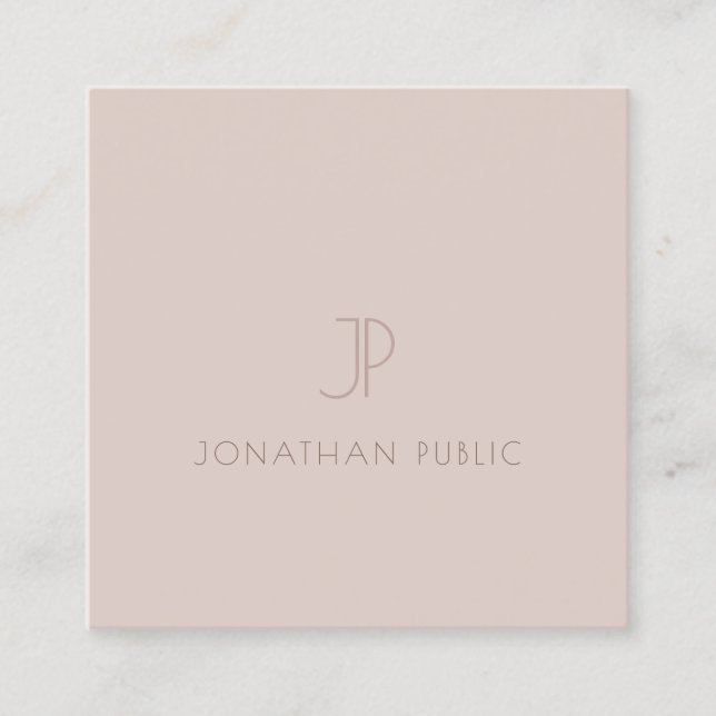 Modern Monogram Simple Elegant Minimalist Template Square Business Card (Front)