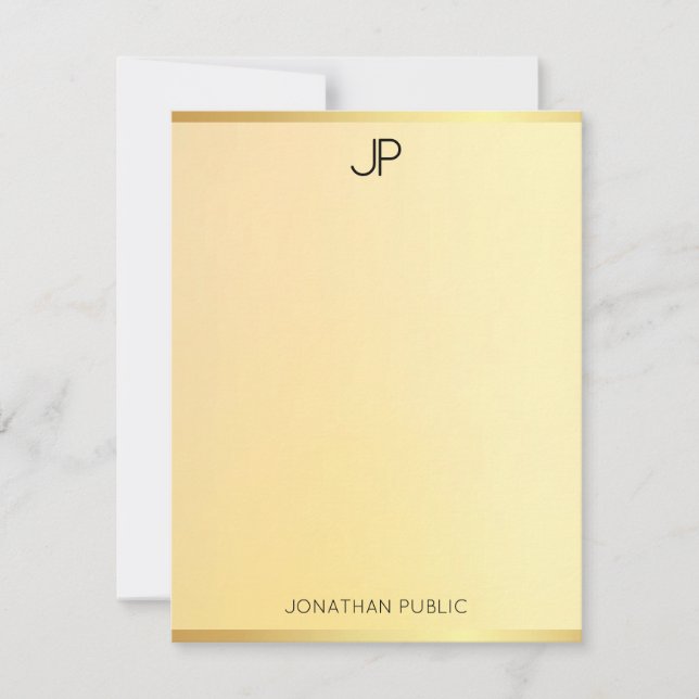 Modern Monogram Simple Gold Look Elegant Template (Front)