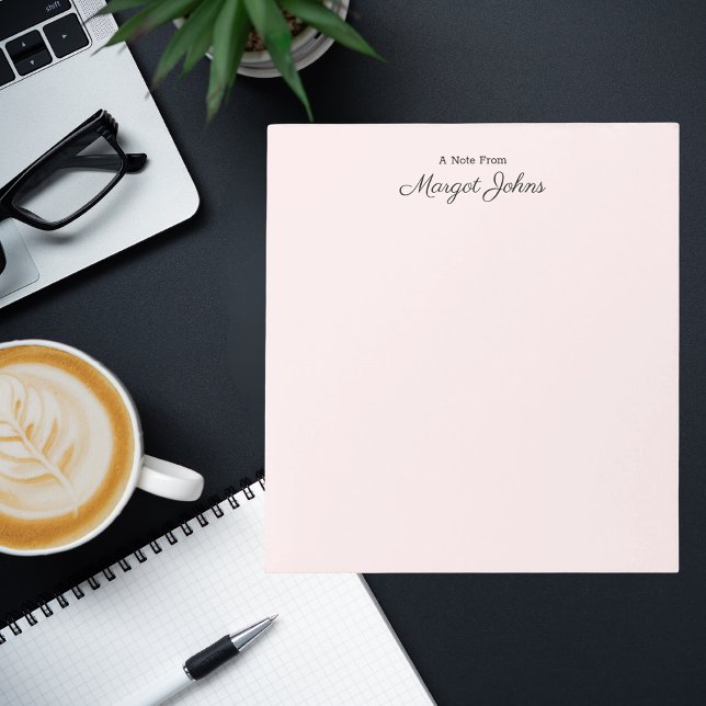 Modern Monogram Simple Stylish Pastel Pink Notepad (Creator Uploaded)