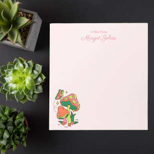Modern Monogram Simple Stylish Retro Mushrooms Notepad