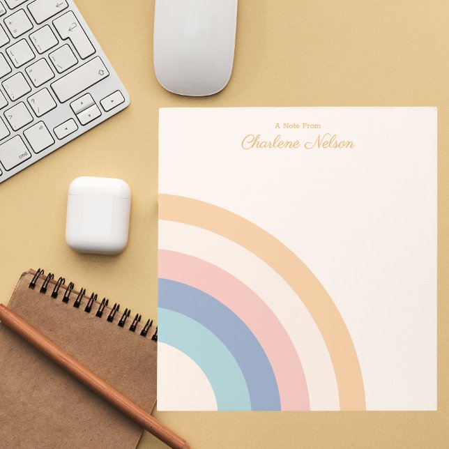 Modern Monogram Simple Stylish Retro Rainbow Notepad (Creator Uploaded)