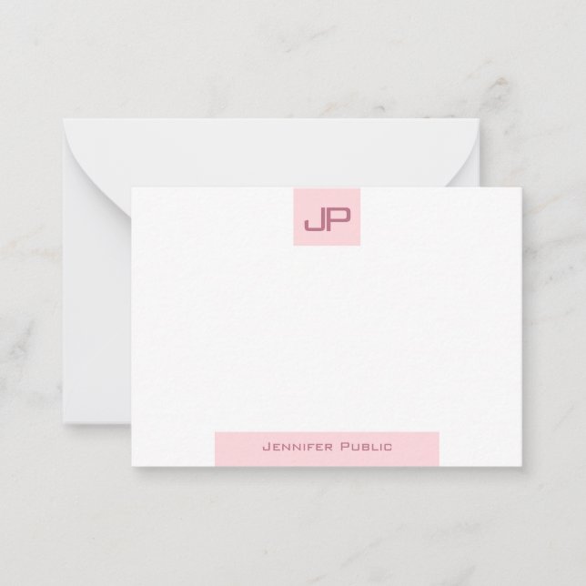 Modern Monogram Simple Template Elegant Blush Pink (Front)