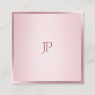 Modern Monogram Simple Template Rose Gold Colour Square Business Card