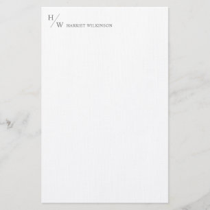 Modern Monogram Smokey Grey Personal Stationery 
